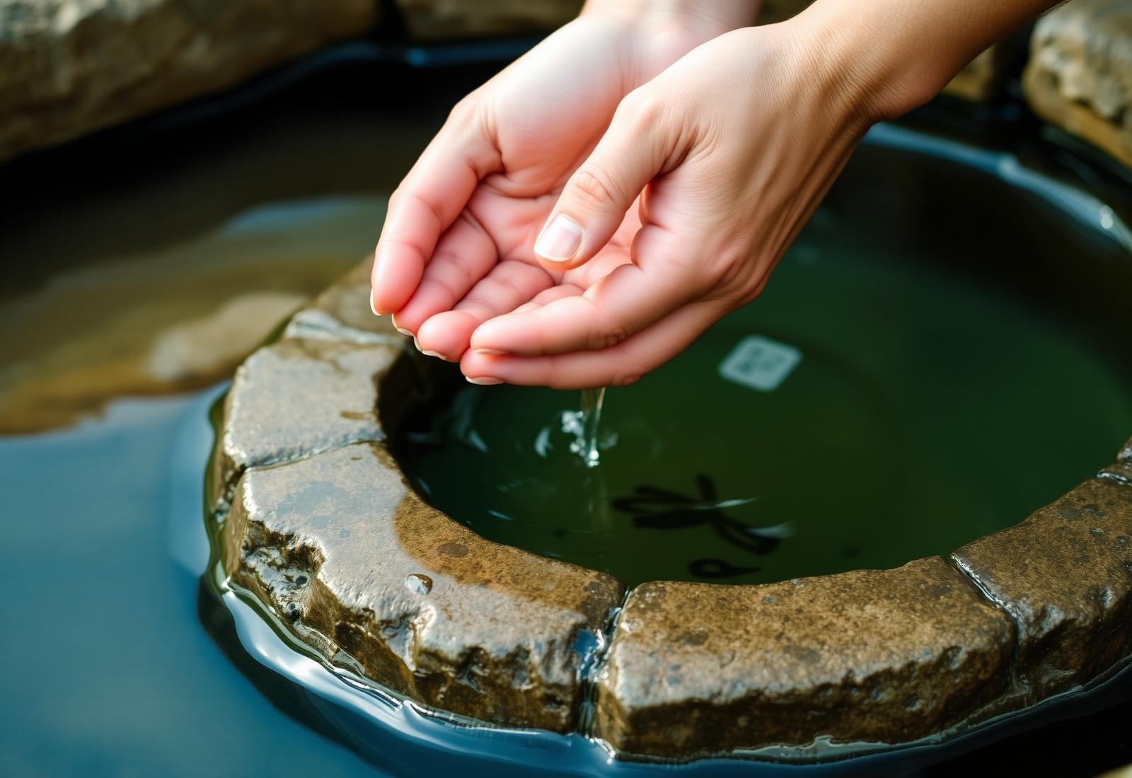A stone well in soft natural light, water steady beneath