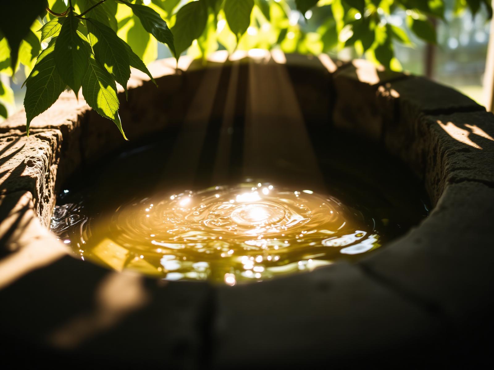 Sunlight on a stone well